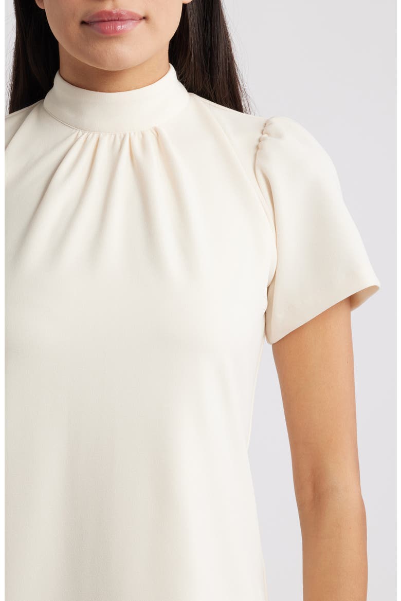 Floral Mock Neck Sheath Dress, Alternate, color, SWAN WHITE/ ANNE BLACK