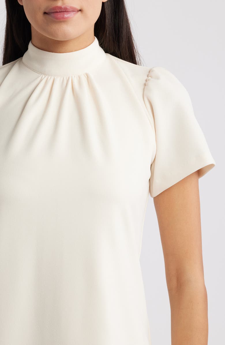 Anne Klein Floral Mock Neck Sheath Dress, Alternate, color, Swan White/ Anne Black