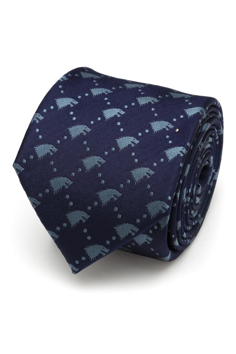Stark Direwolf Silk Tie, Alternate, color, NAVY
