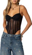 EDIKTED Jenia Bustier Mesh Bodysuit