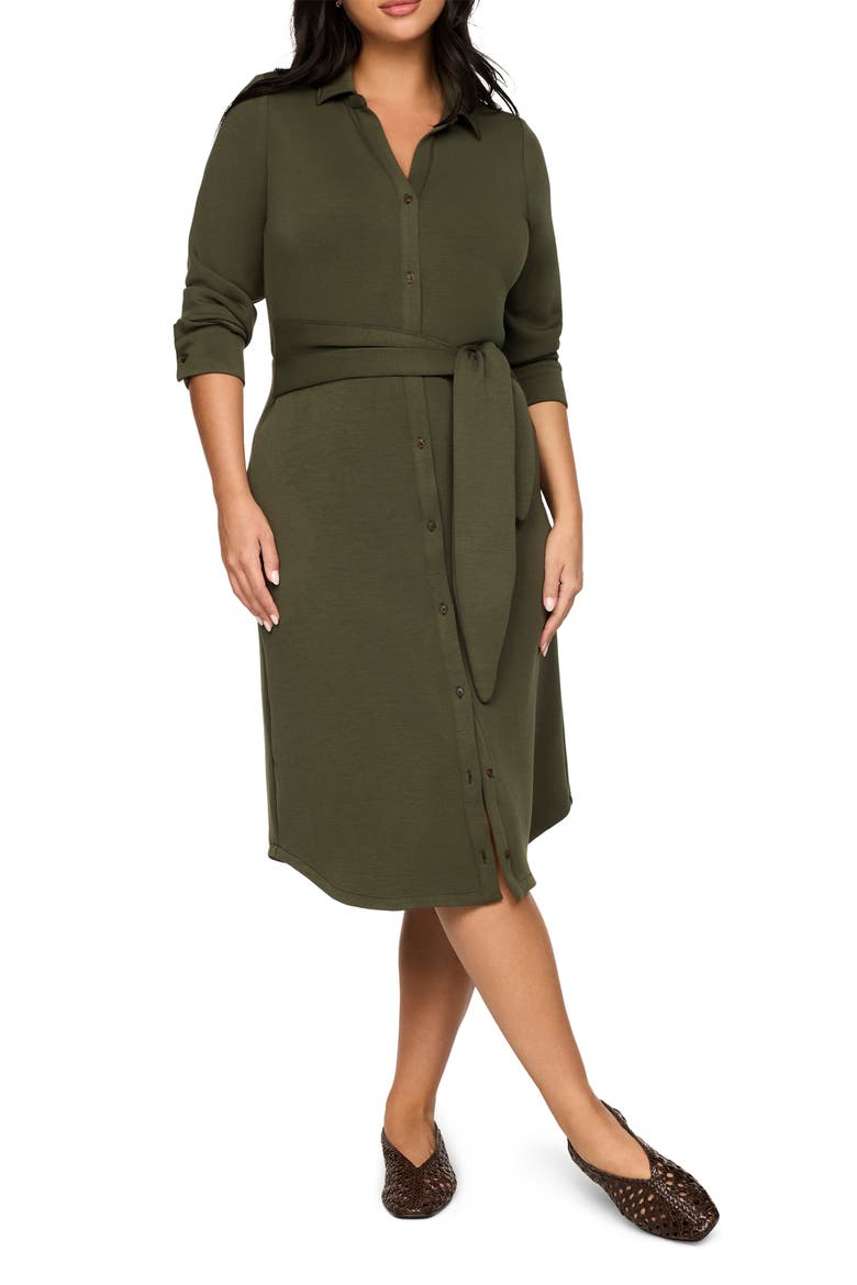 Long Sleeve Knit Shirtdress, Main, color, MONSTERA