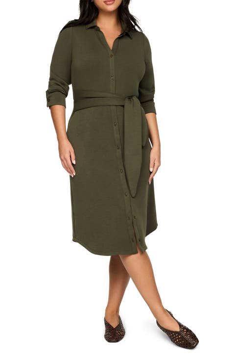 Long Sleeve Knit Shirtdress