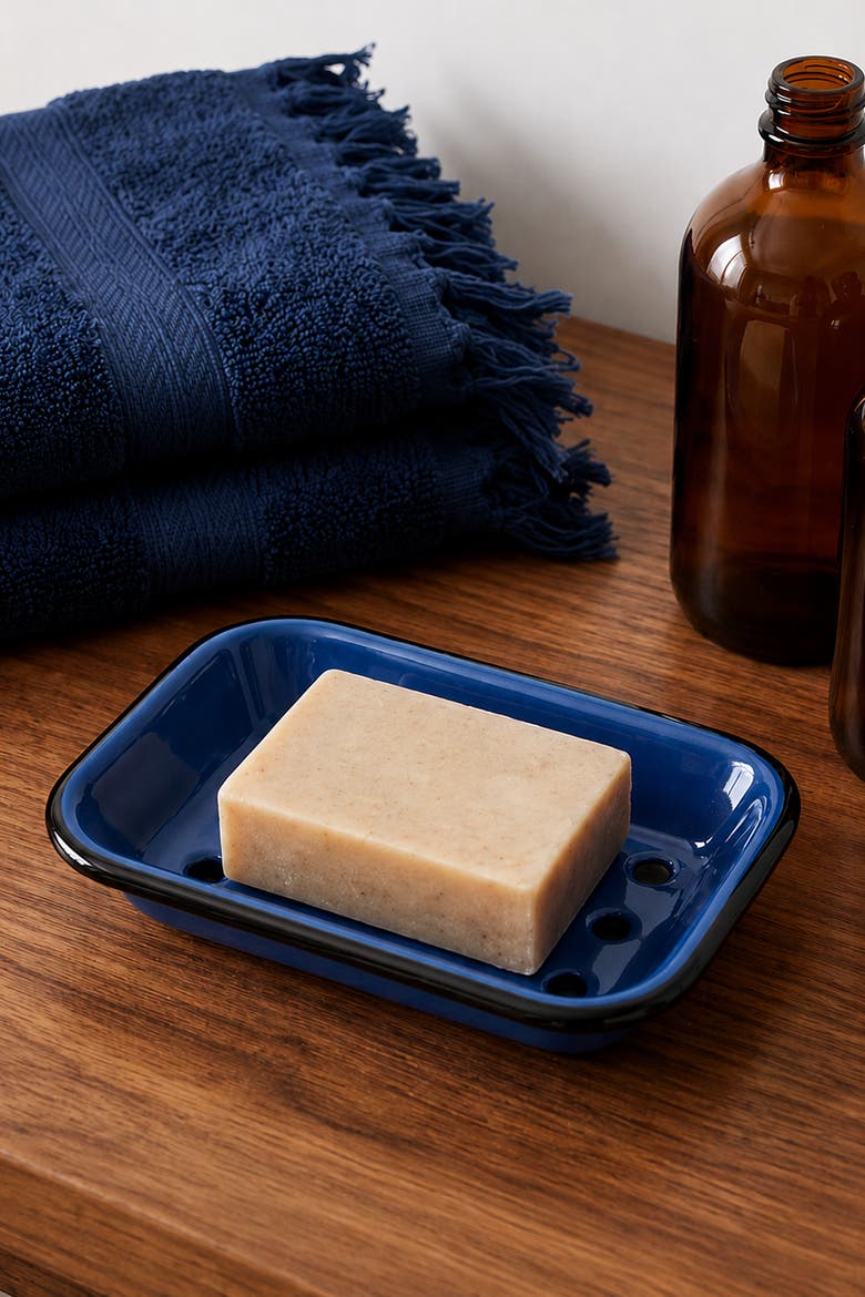 Enamel Soap Dish, Alternate, color, Cobalt