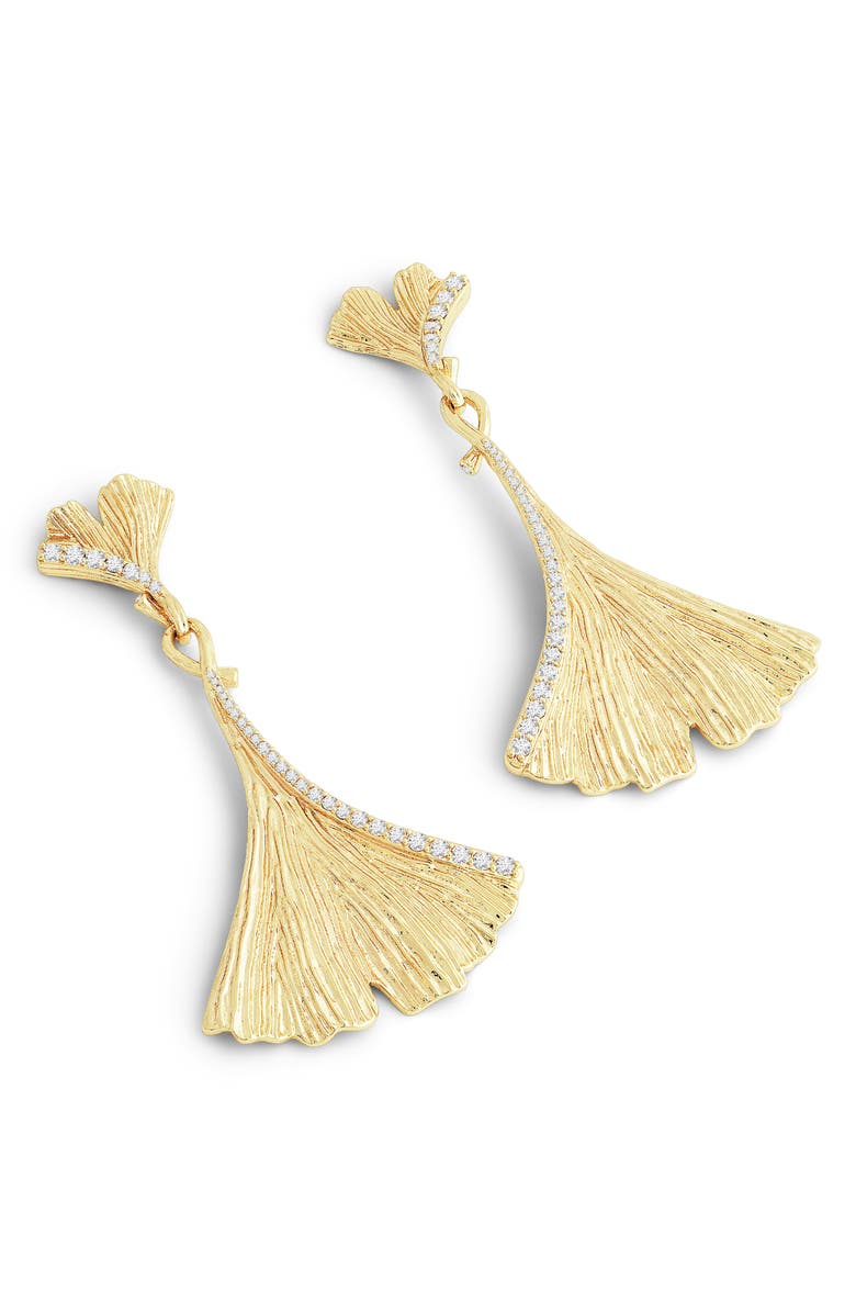 Anabel Aram Jewelry Ginkgo Leaf Large Drop Earrings, Alternate, color, Gold