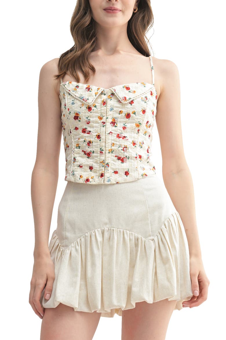 Floral Cotton Eyelet Camisole, Main, color, CREAM RED