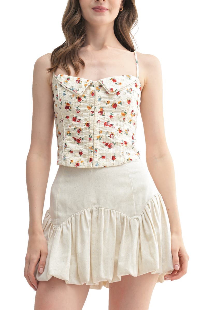 All in Favor Floral Cotton Eyelet Camisole, Main, color, Cream Red