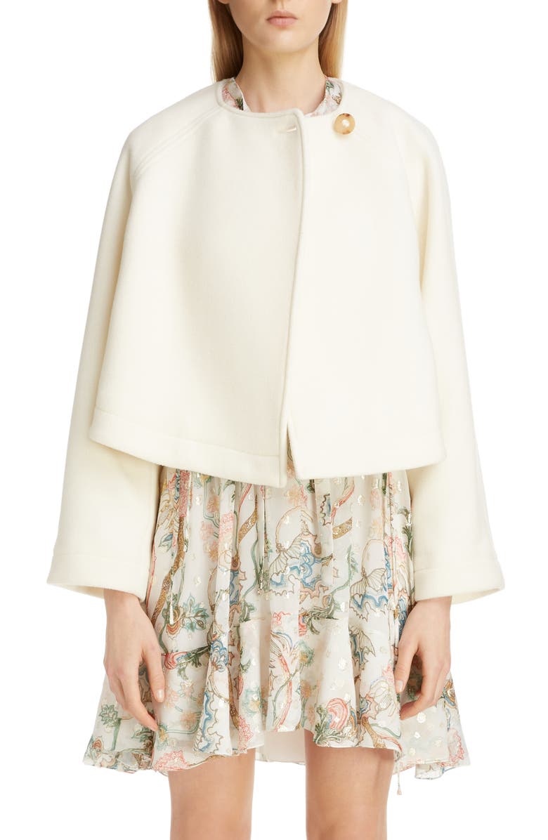 Chloé Wool Blend Short Swing Coat, Main, color, 