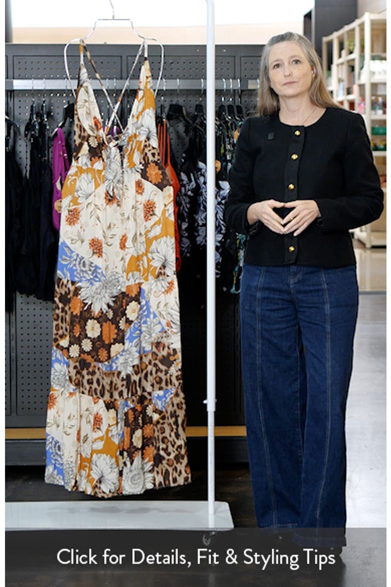 Gabrielle Quilt Tue Front Halter Cover-Up Maxi Dress. video