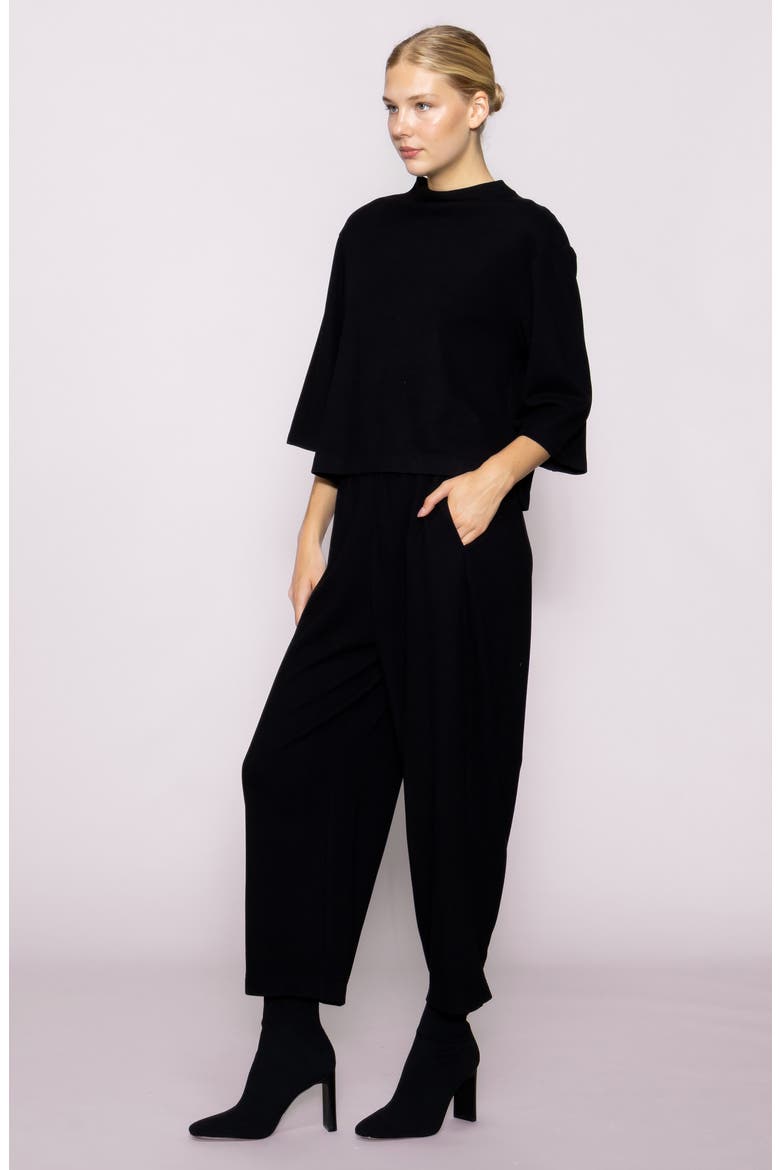 Brushed Crop Pants, Alternate, color, BLACK