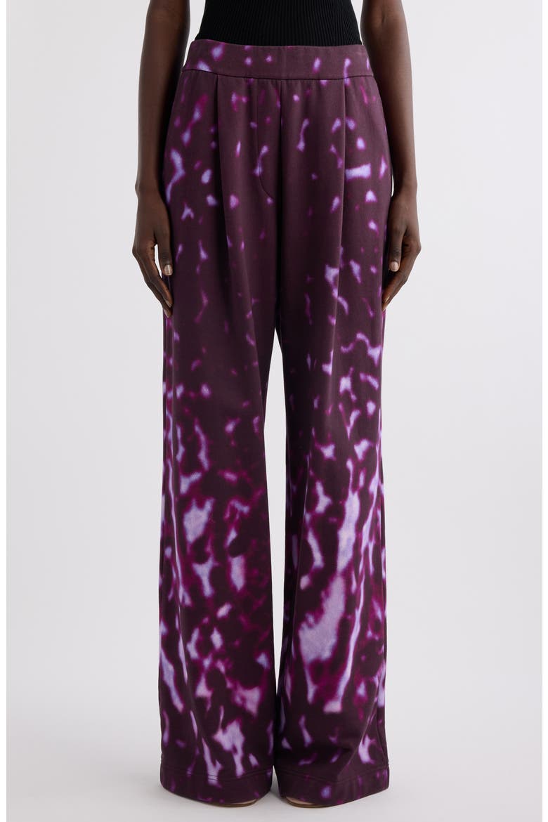 Hartia Orchid Petal Print Pleated Wide Leg Sweatpants, Main, color, FUCHSIA