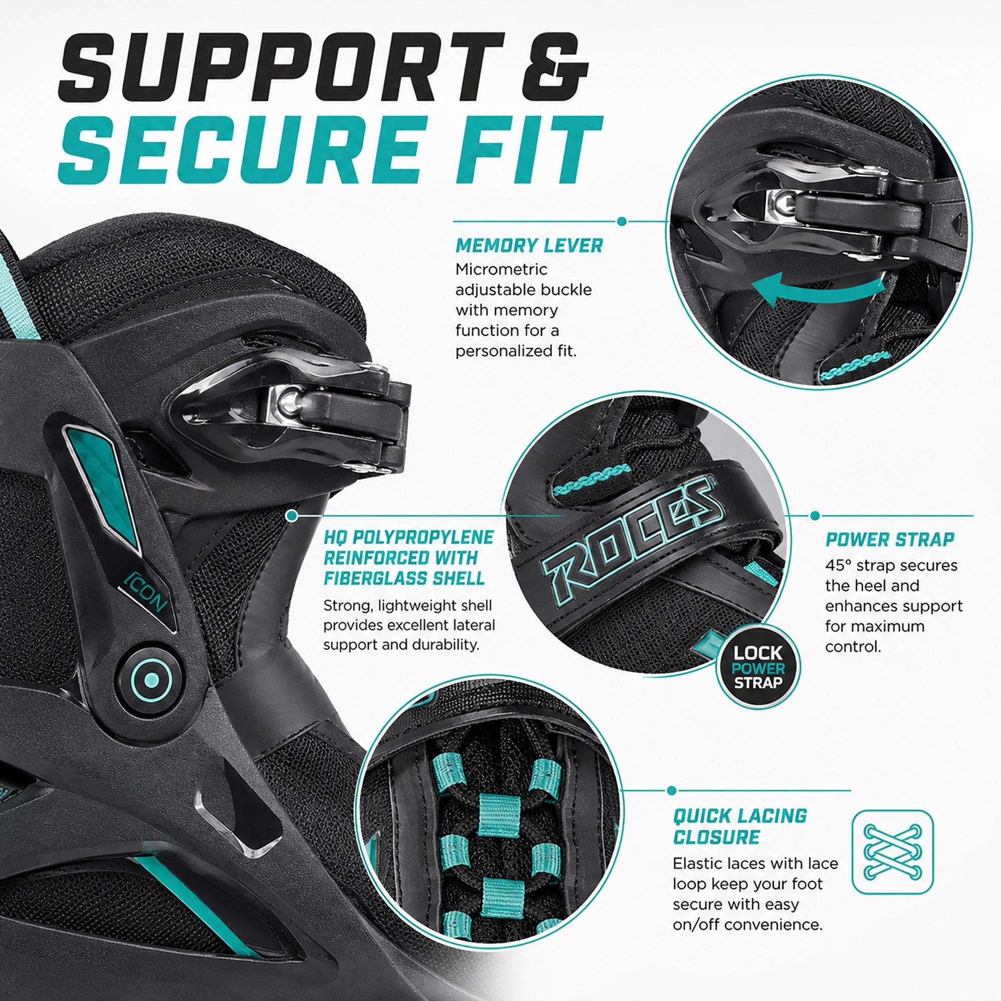 Icon Womens Inline Skates, Alternate, color, Black/Aqua