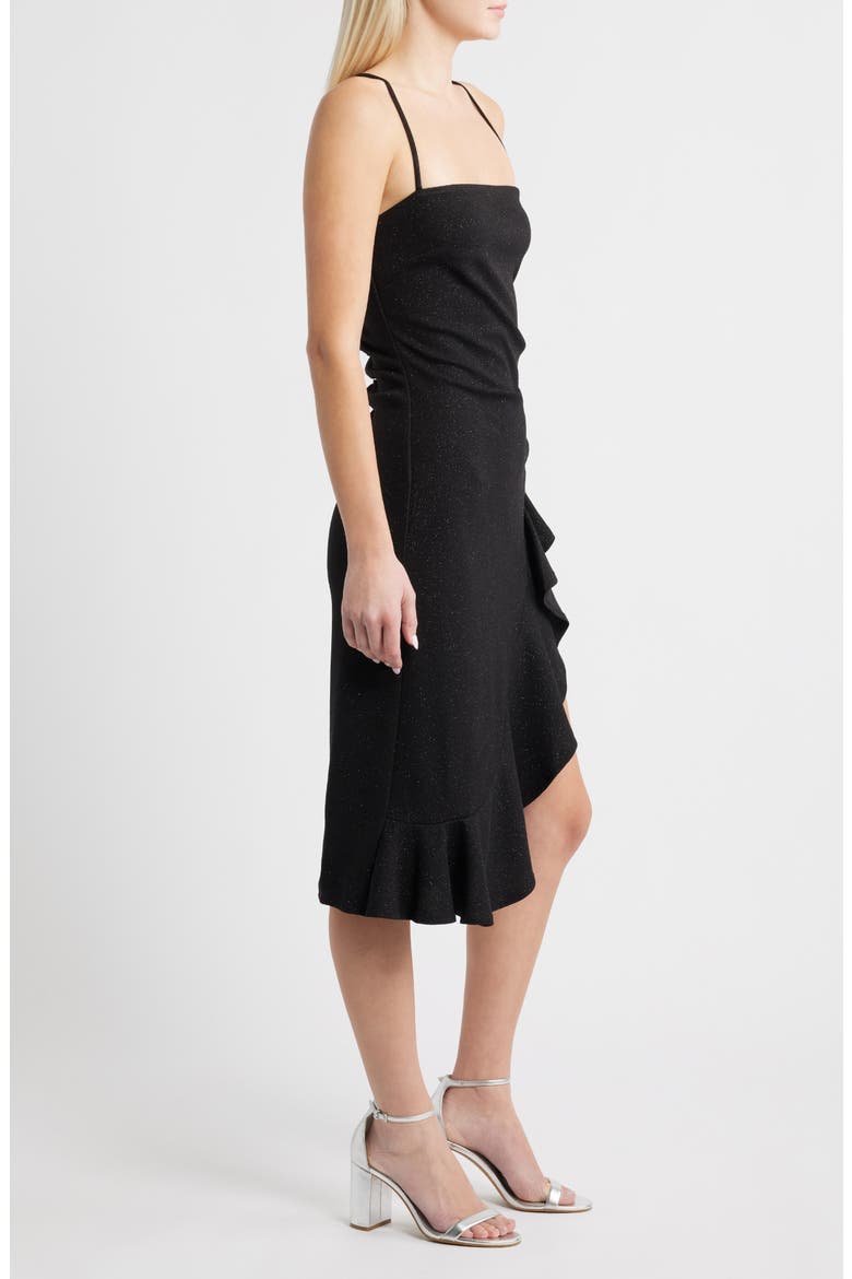 Glitter Ruffle Sleeveless Dress, Alternate, color, BLACK