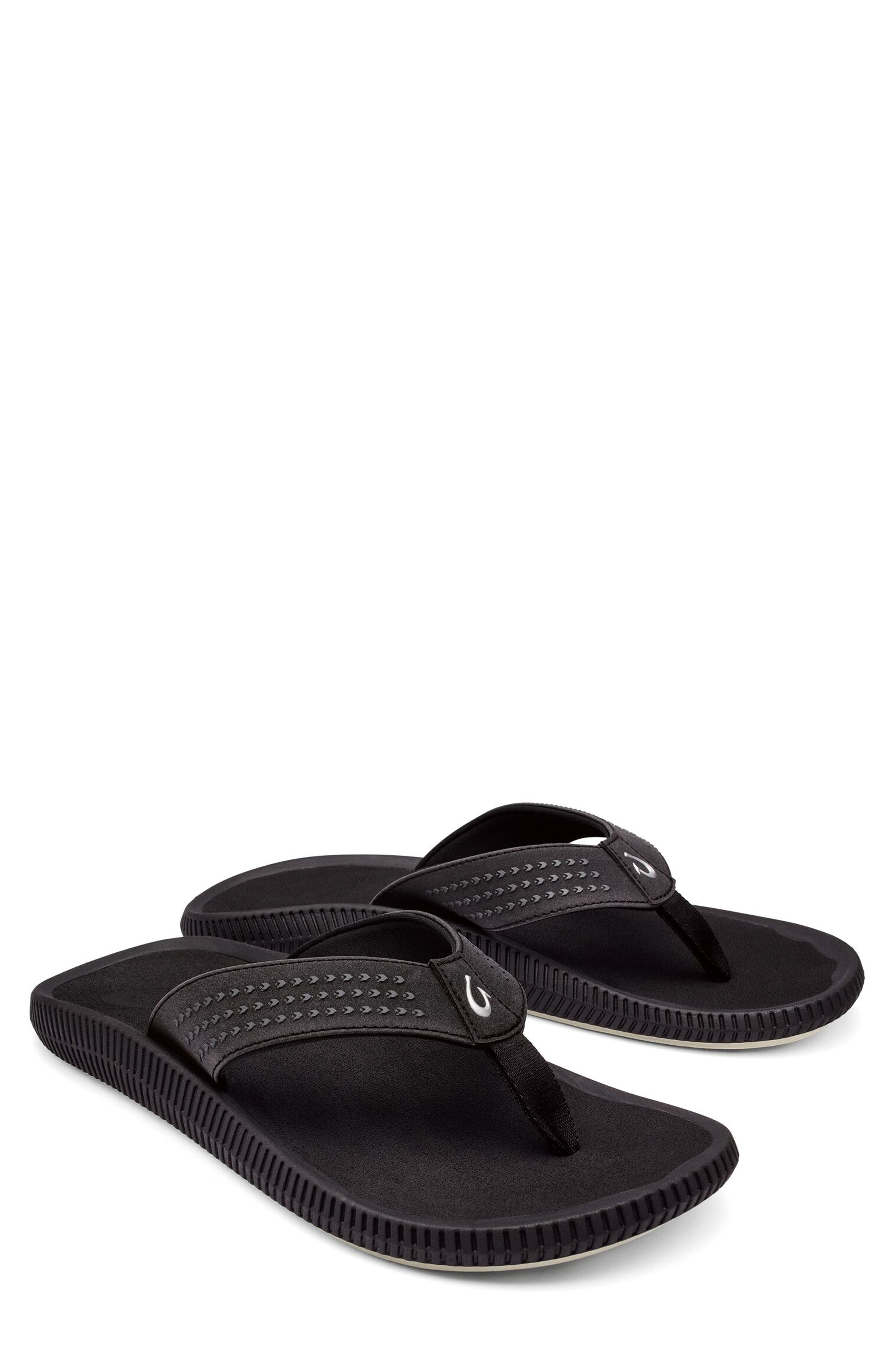 OluKai Ulele Flip Flop, Main, color, Black / Black