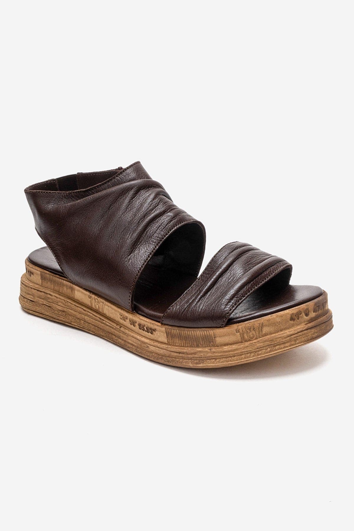 Lunas Leather Side-Zip Flat Heel Sandal, Alternate, color, Brown