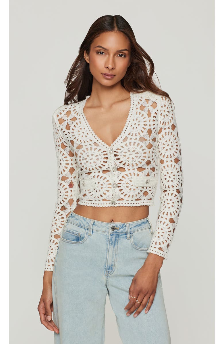 Generation Love Melody Crochet Cardigan, Alternate, color, White