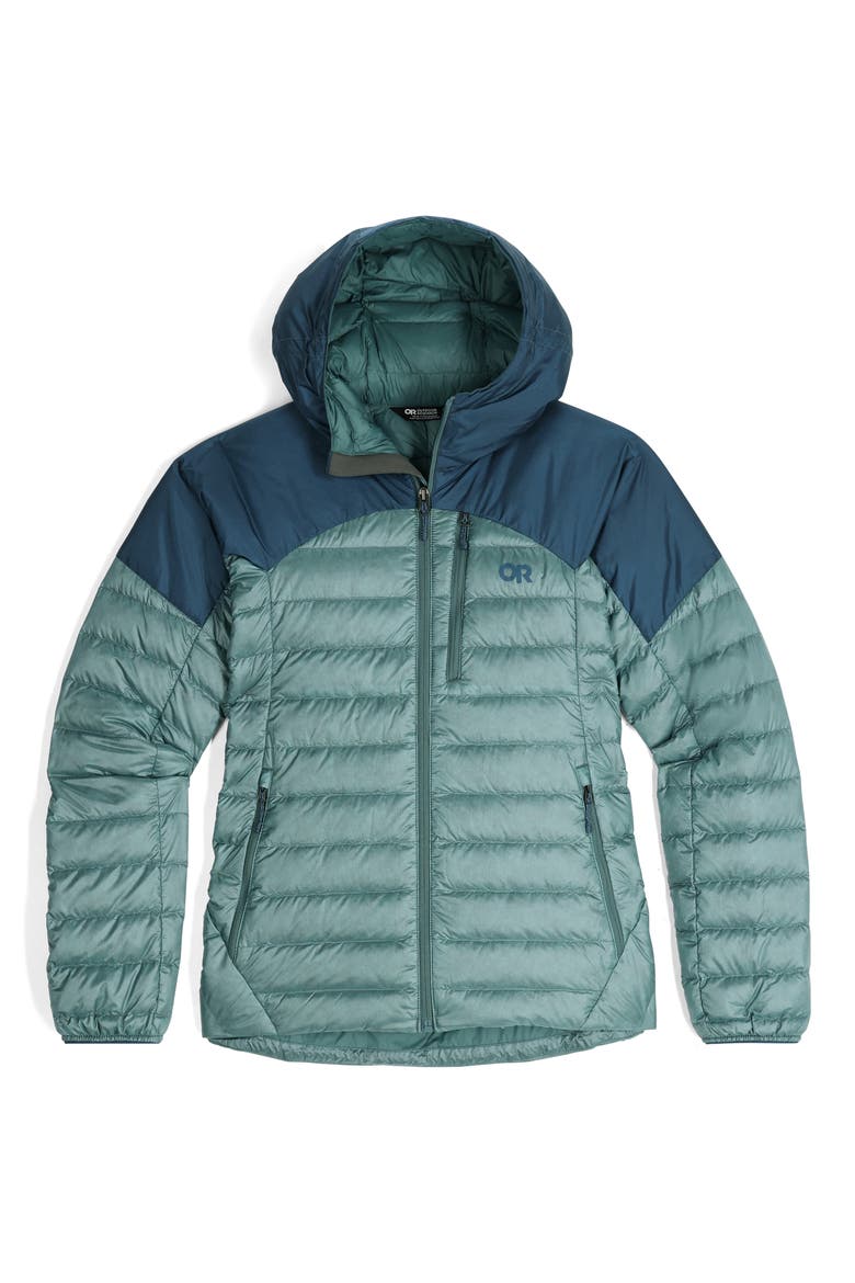Helium 800 Fill Power Down Hooded Jacket, Alternate, color, NEPTUNE/ HARBOR