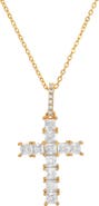 STEELTIME 18k White Gold Plated Cubic Zirconia Cross Pendant Necklace