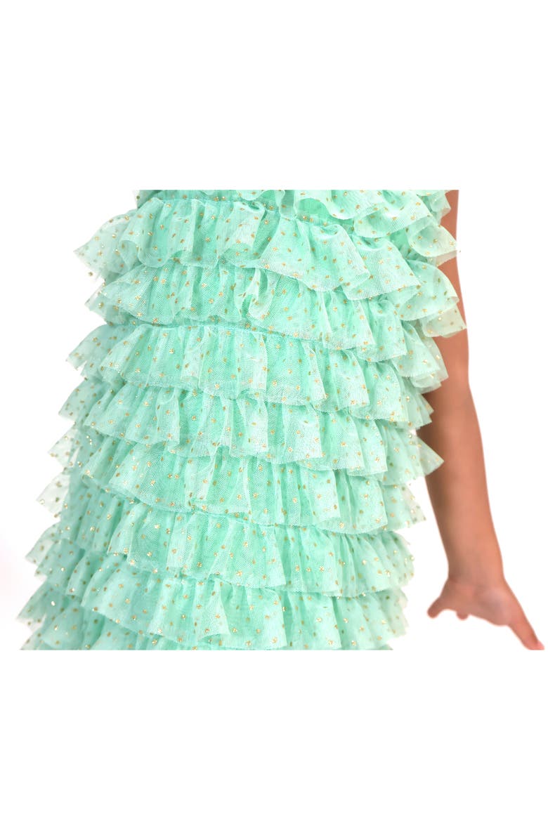 Peek Aren
t You Curious Kids
 Sleeveless Ruffle Metallic Tulle Dress, Alternate, color, 