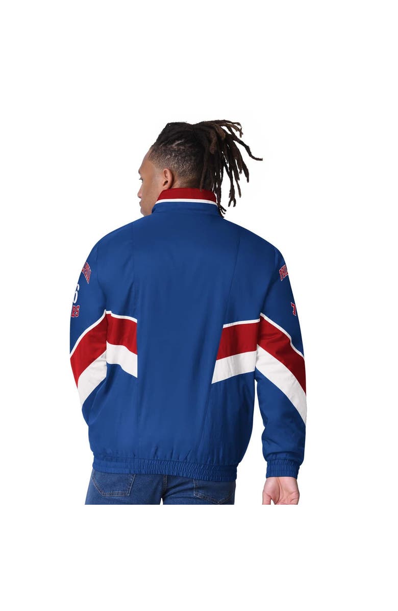 STARTER Men's Starter Royal Philadelphia 76ers Captain Oxford Full-Zip Jacket, Alternate, color, Royal