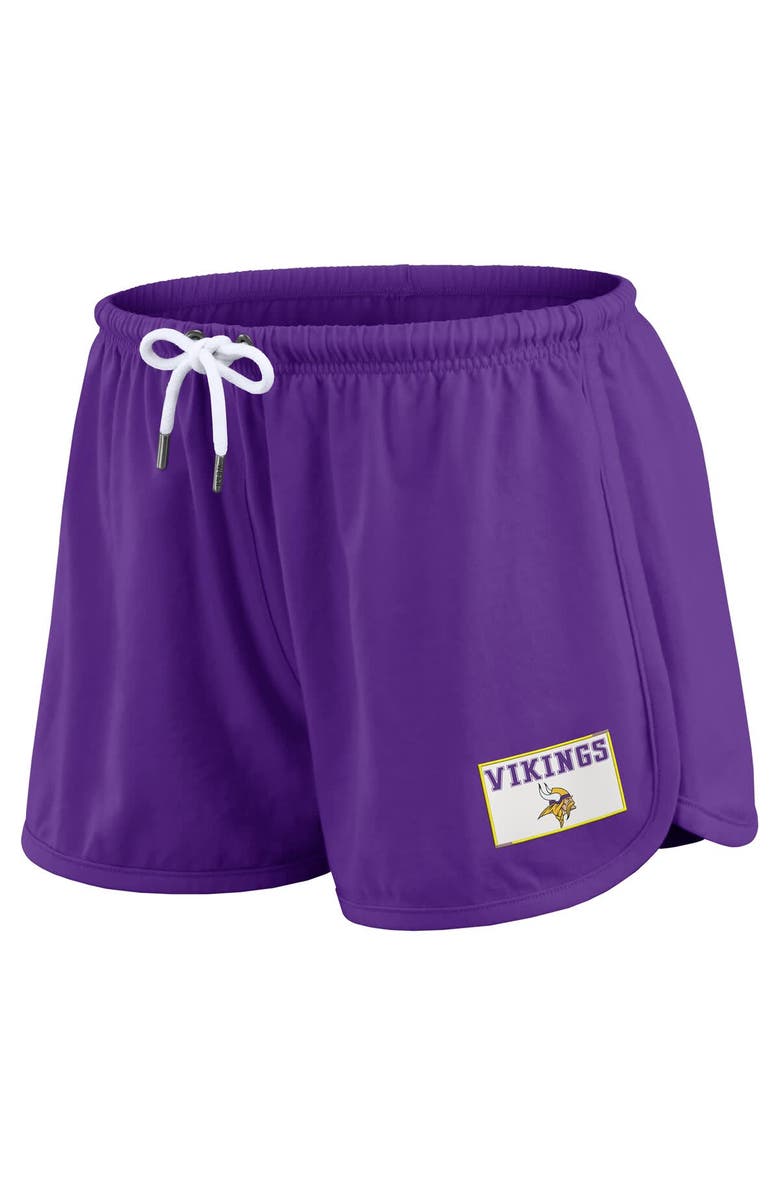 WEAR by Erin Andrews Women's WEAR by Erin Andrews Purple Minnesota Vikings Heavy Rugby Jersey Long Sleeve T-Shirt & Shorts Lounge Set, Alternate, color,