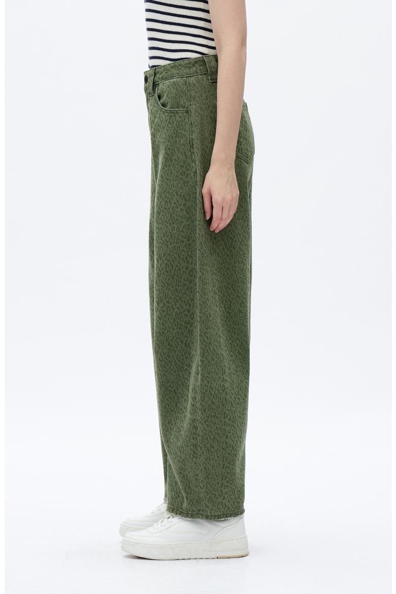 Leopard Print High Waist Drop Crotch Barrel Jeans, Alternate, color, GREEN