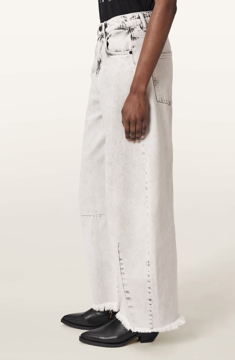 AllSaints Payton Raw Hem Crop Wide Leg Jeans, Alternate, color, Bleached Grey