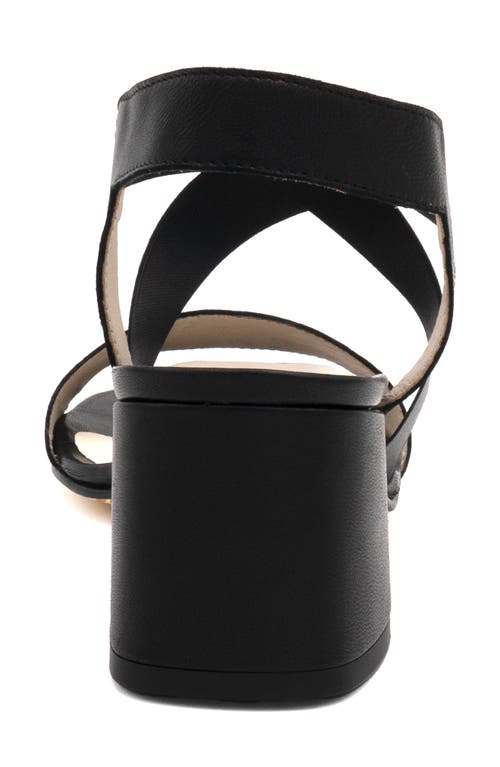 Amalfi By Rangoni Elba Ankle Strap Sandal In Black Parm/black Stretch