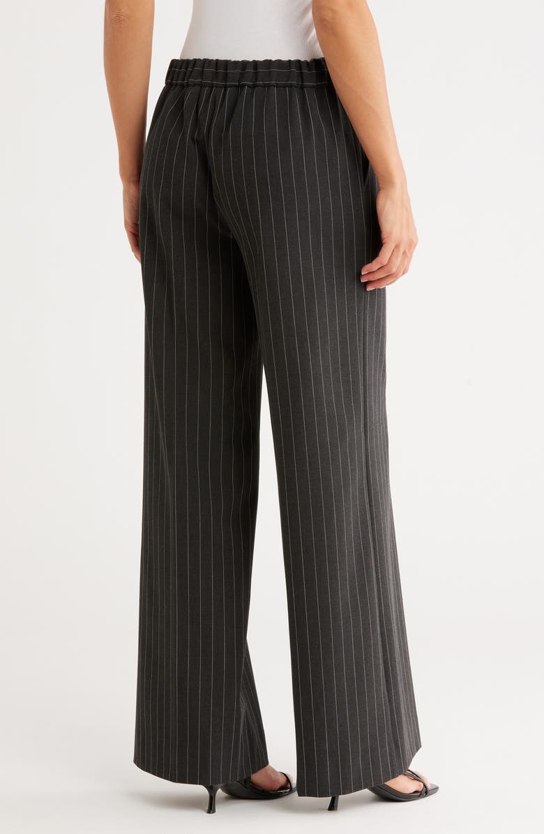 Nordstrom Pinstripe Wide Leg Pants, Alternate, color, Dark Charcoal Cayman Stripe