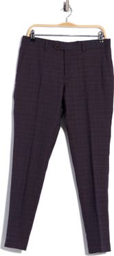 Original Penguin Plaid Flat Front Wool Blend Straight Leg Pants
