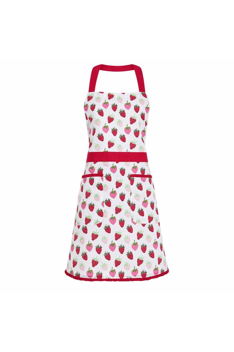 Strawberries Apron Pink Cotton Everyday, Main, color, Pink