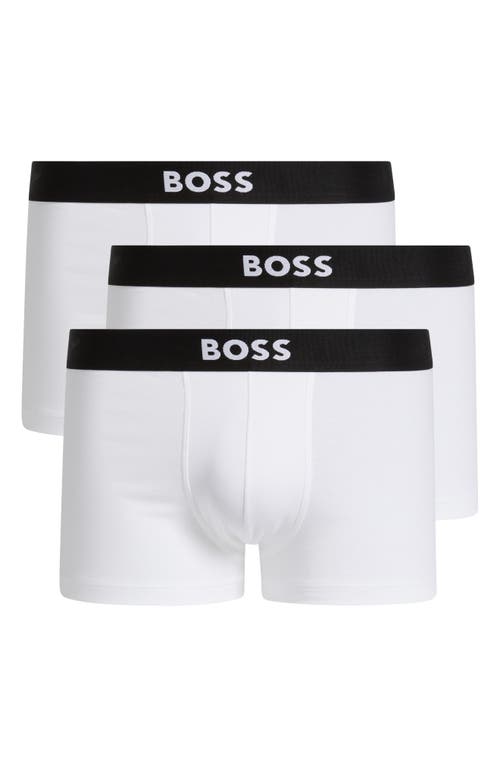 Hugo Boss Three-pack Of Stretch-cotton Trunks With Logo Waistbands In White