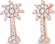 Haus of Brilliance 10K Rose Gold 1/4 Ct Diamond Palm Tree Stud Earrings