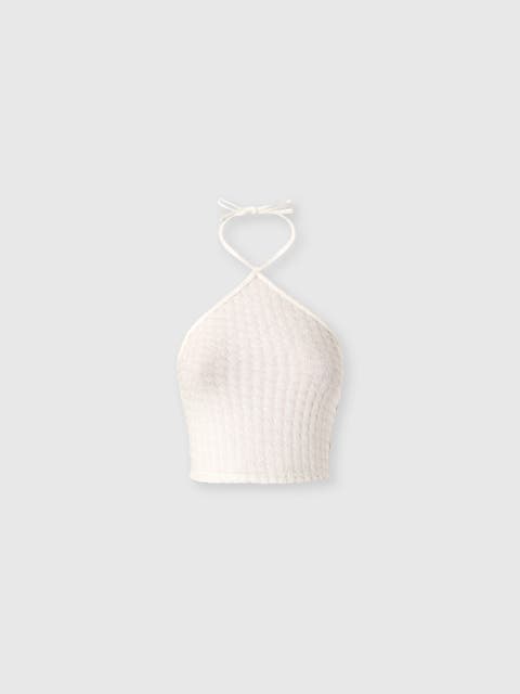Top In Lamé Viscose With Raschel Workmanship And Halter Neckline