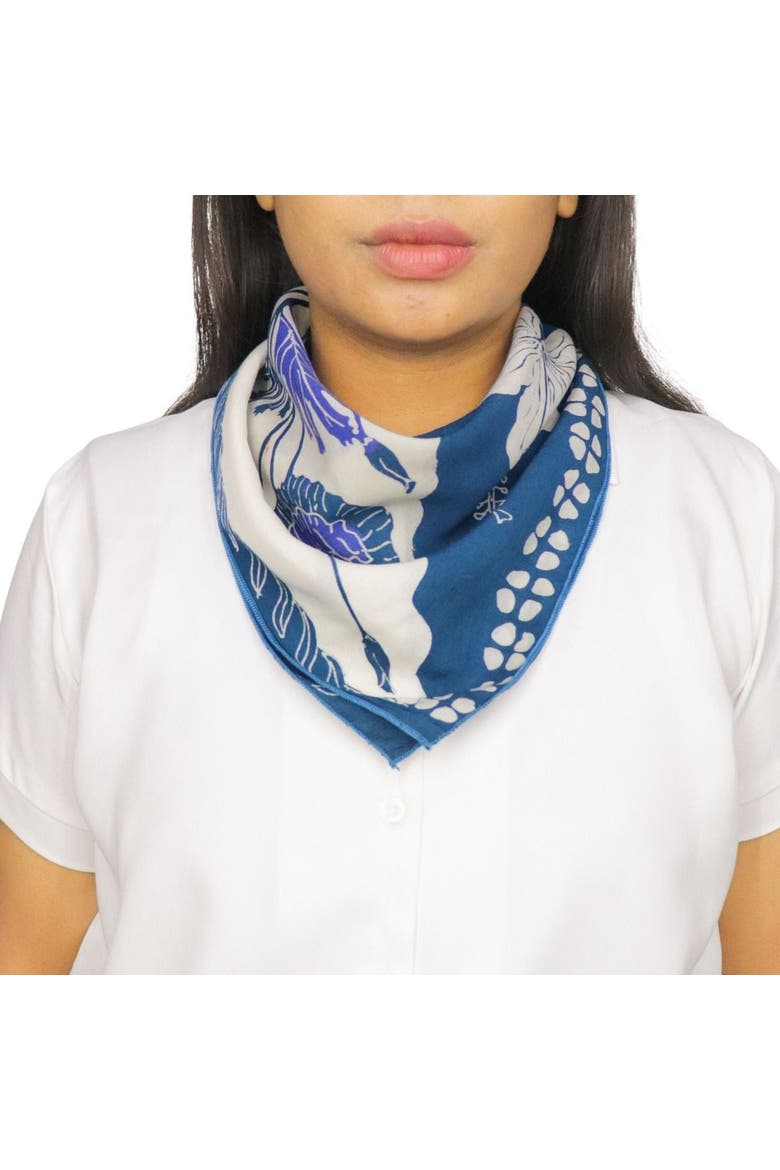 Full Hand Drawn Batik Tulis Bandana, Alternate, color, Hibiscus Poppy Flowers