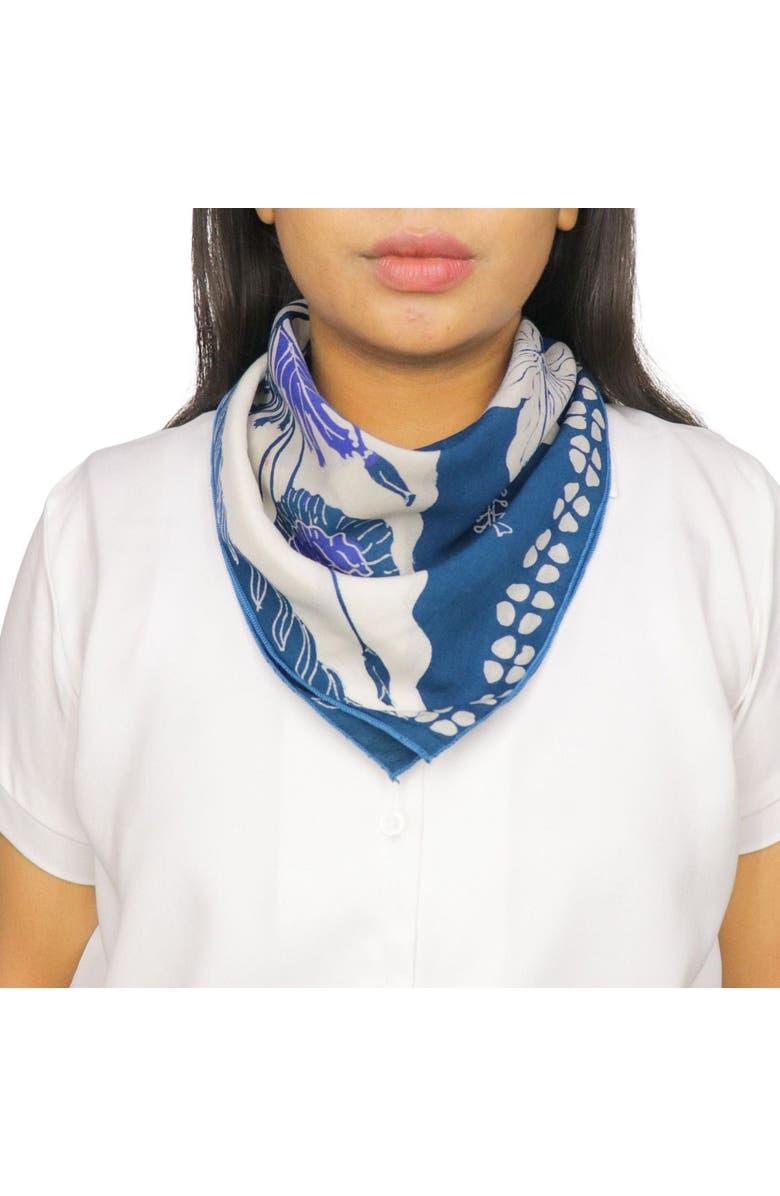 Kasih Co-op Full Hand Drawn Batik Tulis Bandana, Alternate, color, Hibiscus Poppy Flowers