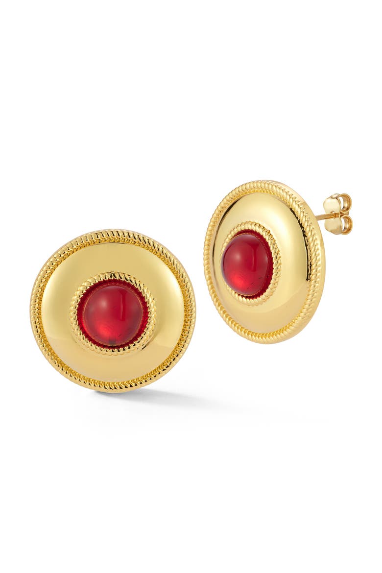 Crystal Button Stud Earrings, Main, color, GOLD
