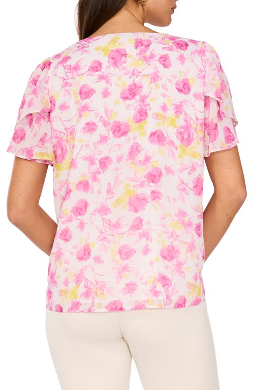 VINCE CAMUTO VINCE CAMUTO FLORAL TULIP SLEEVE TOP 