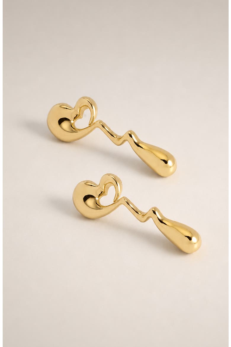Heart Maxi Face On Stud Earrings In Gold, Alternate, color, Gold