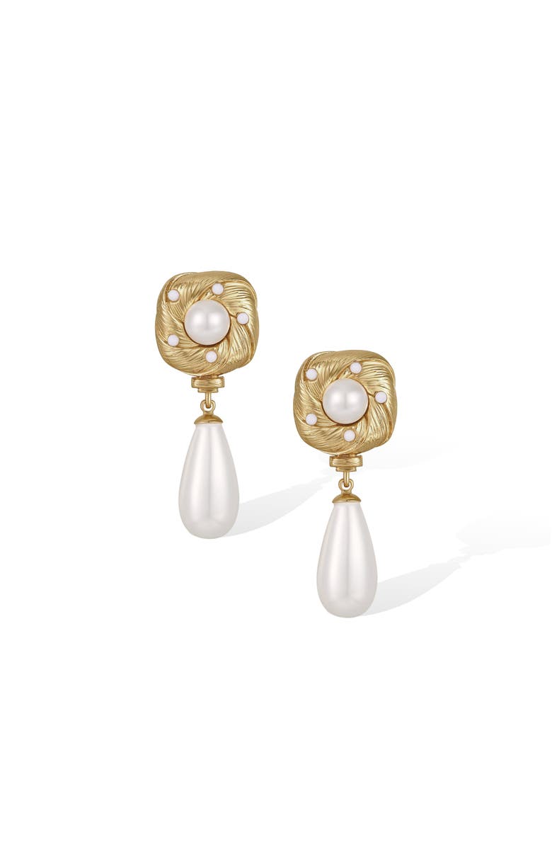 RC RETRO CHIC Canary Earrings, Main, color, Gold & White