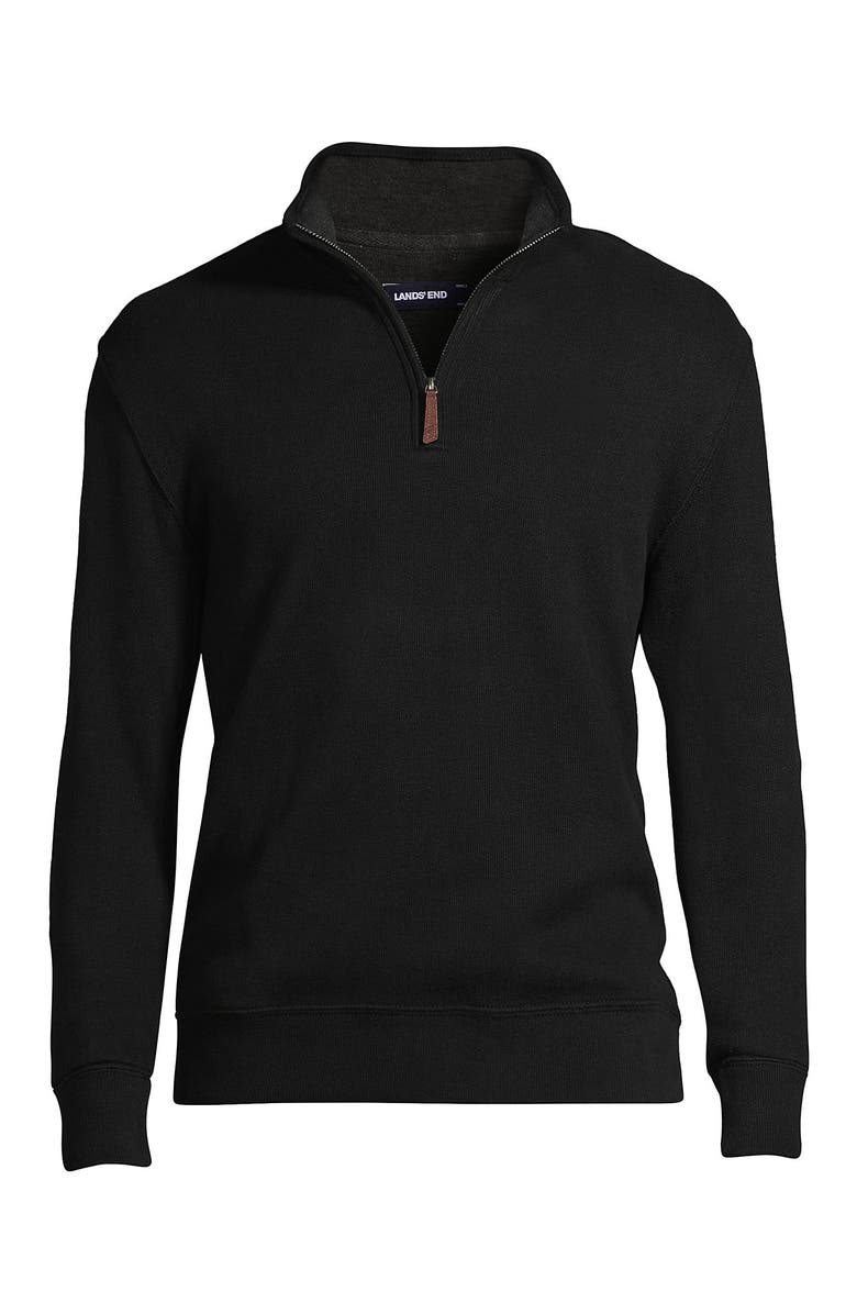 Lands' End Bedford Rib Quarter Zip Pullover Sweater, Alternate, color, Black