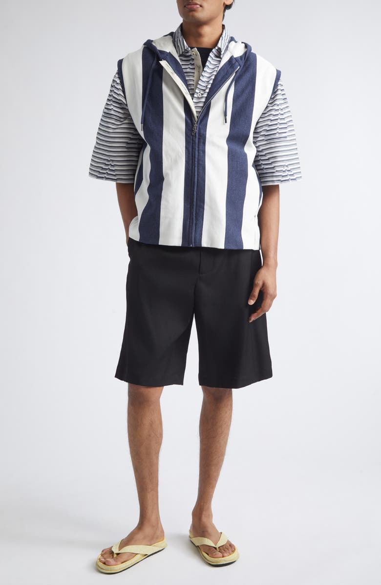 Jacquemus Marinière Stripe Sleeveless Hoodie, Main, color, Jacquard Big Stripes Navy