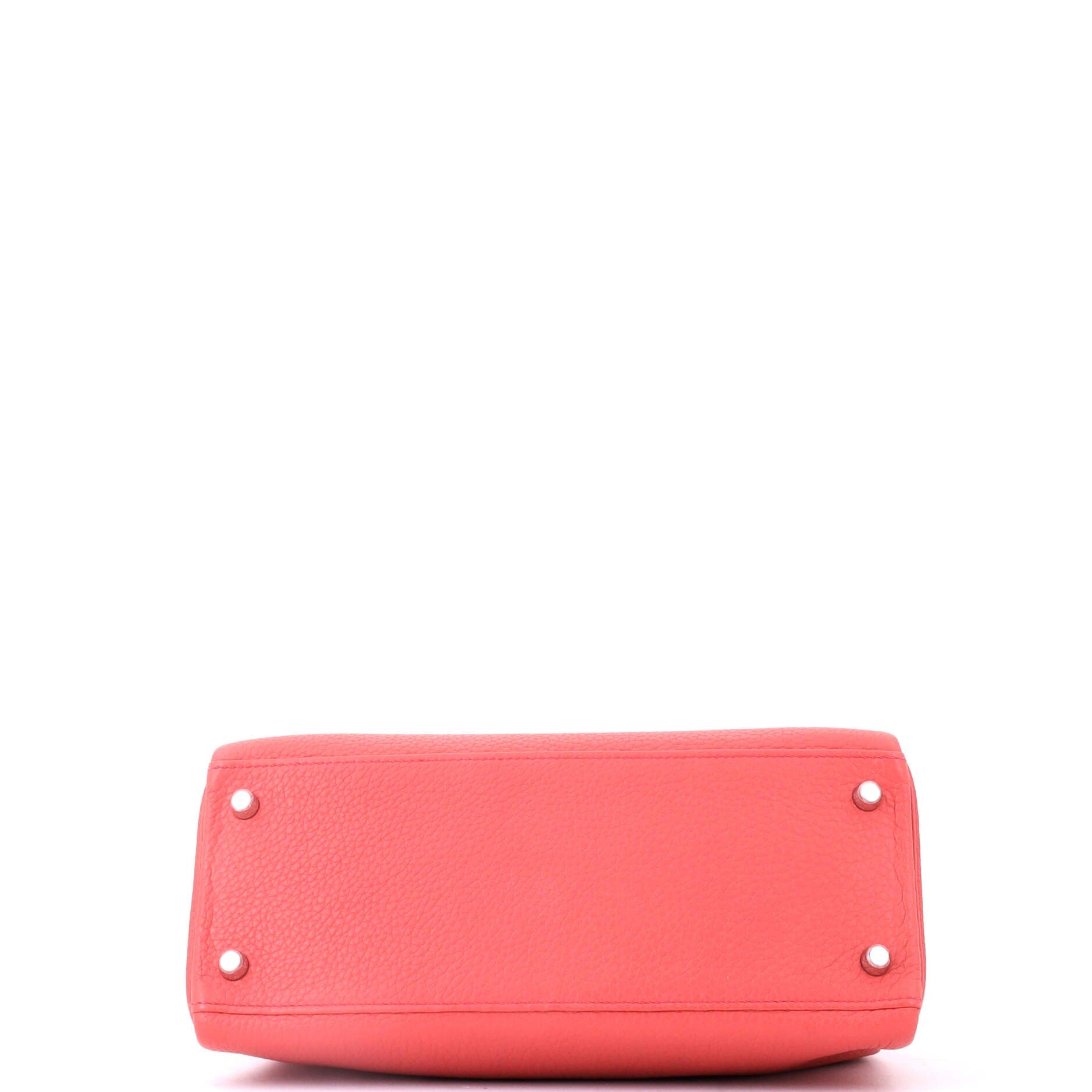 Pre-Owned Hermes Kelly Handbag Pink Clemence with Palladium Hardware 28, Alternate, color, Bougainvillier