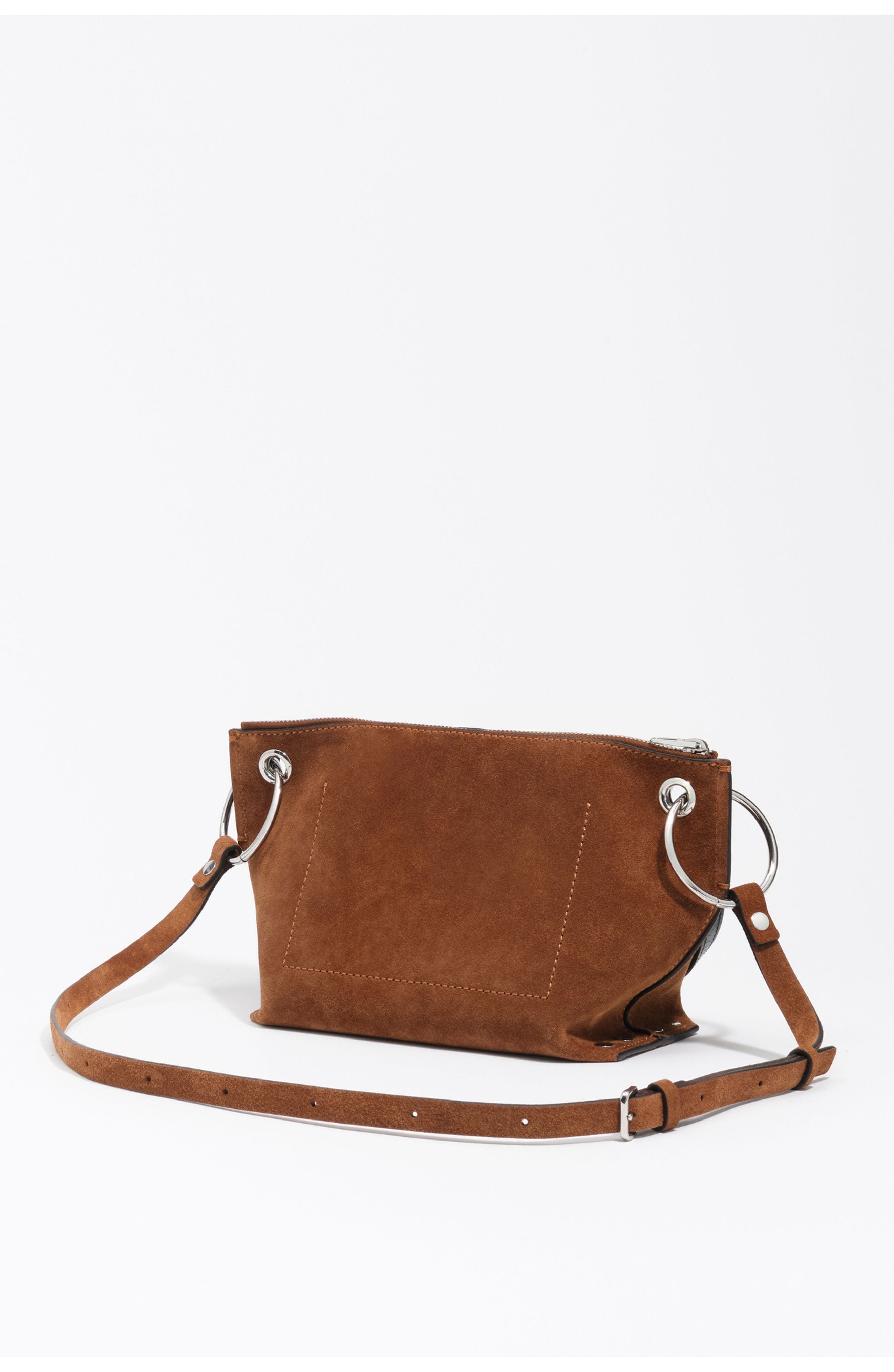 Medium Suede Trapecio Bag, Alternate, color, TOBACCO