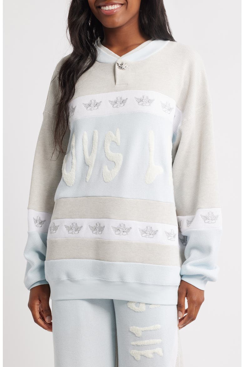Baby Blue Private School Rider Waffle Knit Sweatshirt, Main, color, BLUE