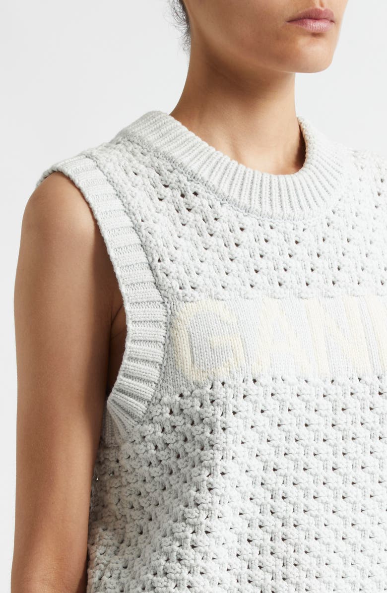 Ganni Textured Organic Cotton Blend Sweater Vest, Alternate, color, 