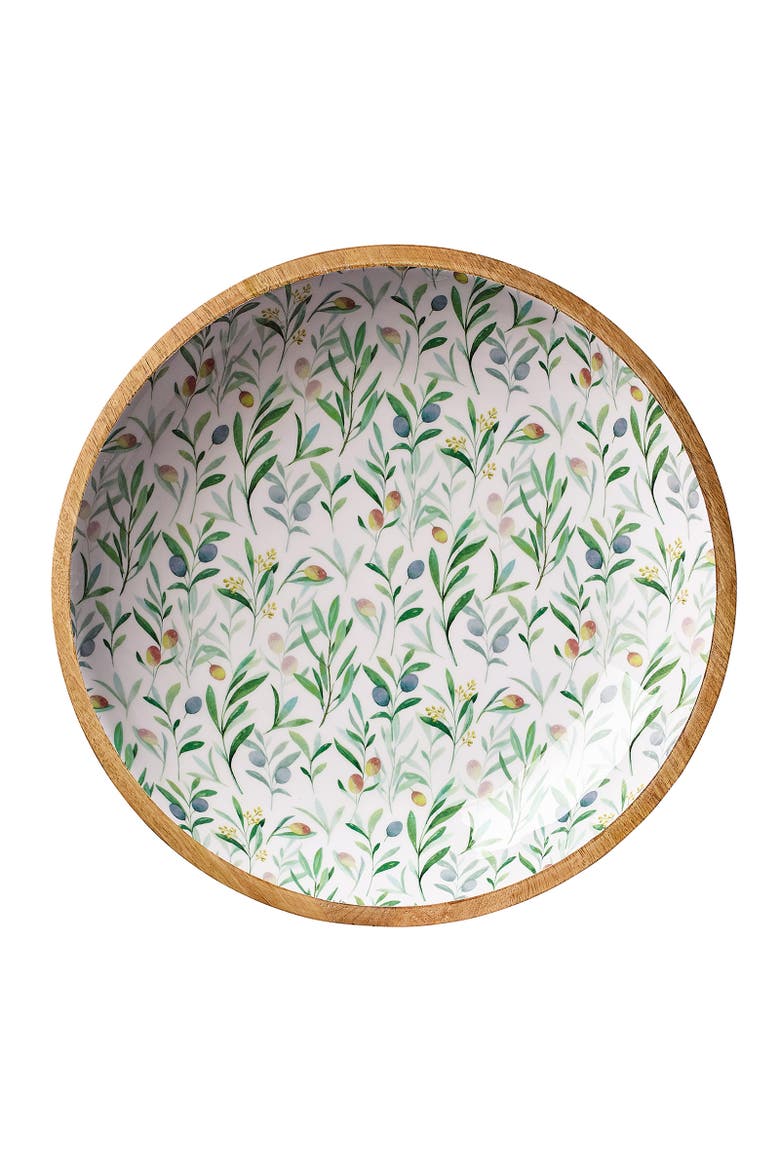 Mango Wood Lacquered Serving Dish, 13.75" x 2.4", Alternate, color, Olive