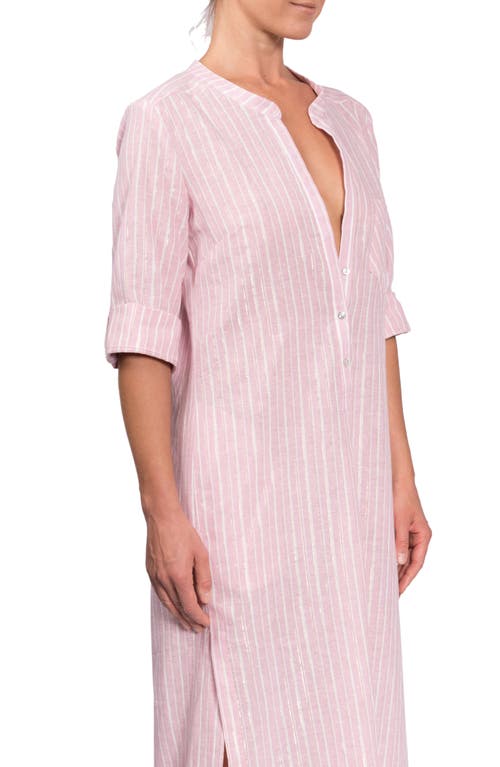 Everyday Ritual Tracey Cotton Caftan In Pink Lurex