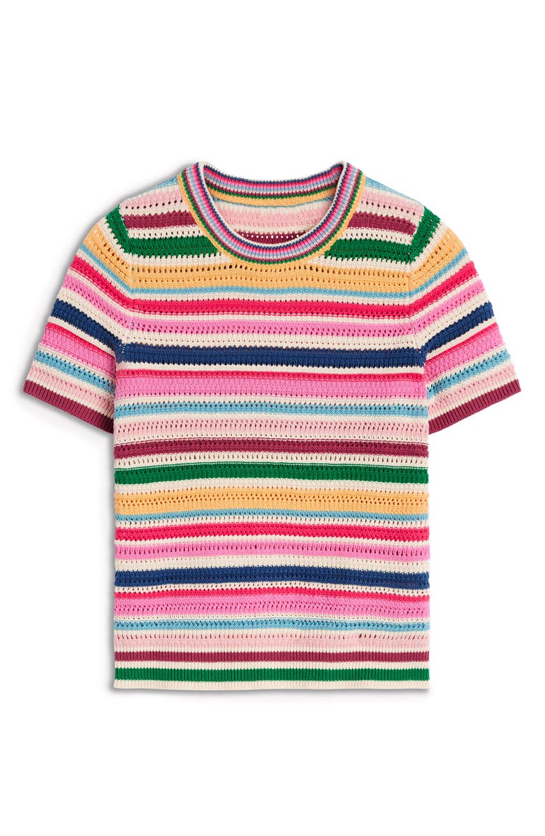 Boden Stripe Open Stitch Cotton Sweater, Alternate, color, 