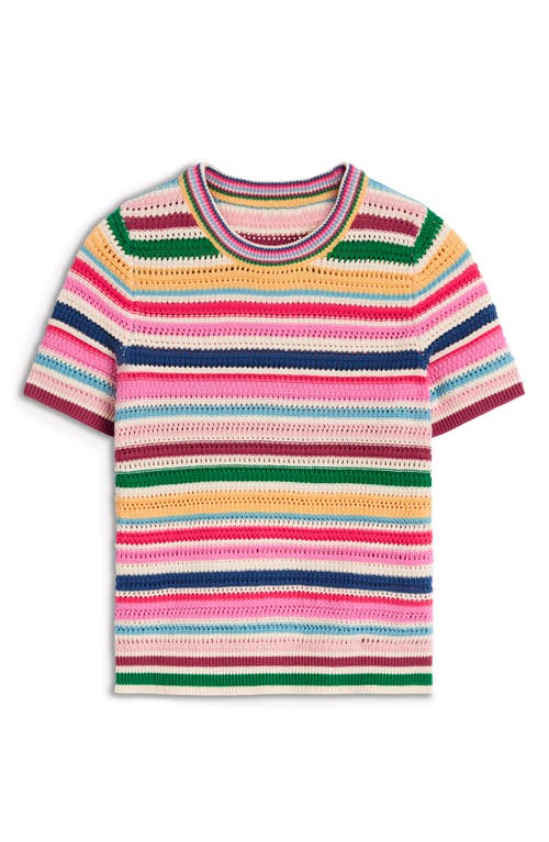 BODEN BODEN STRIPE OPEN STITCH COTTON SWEATER 