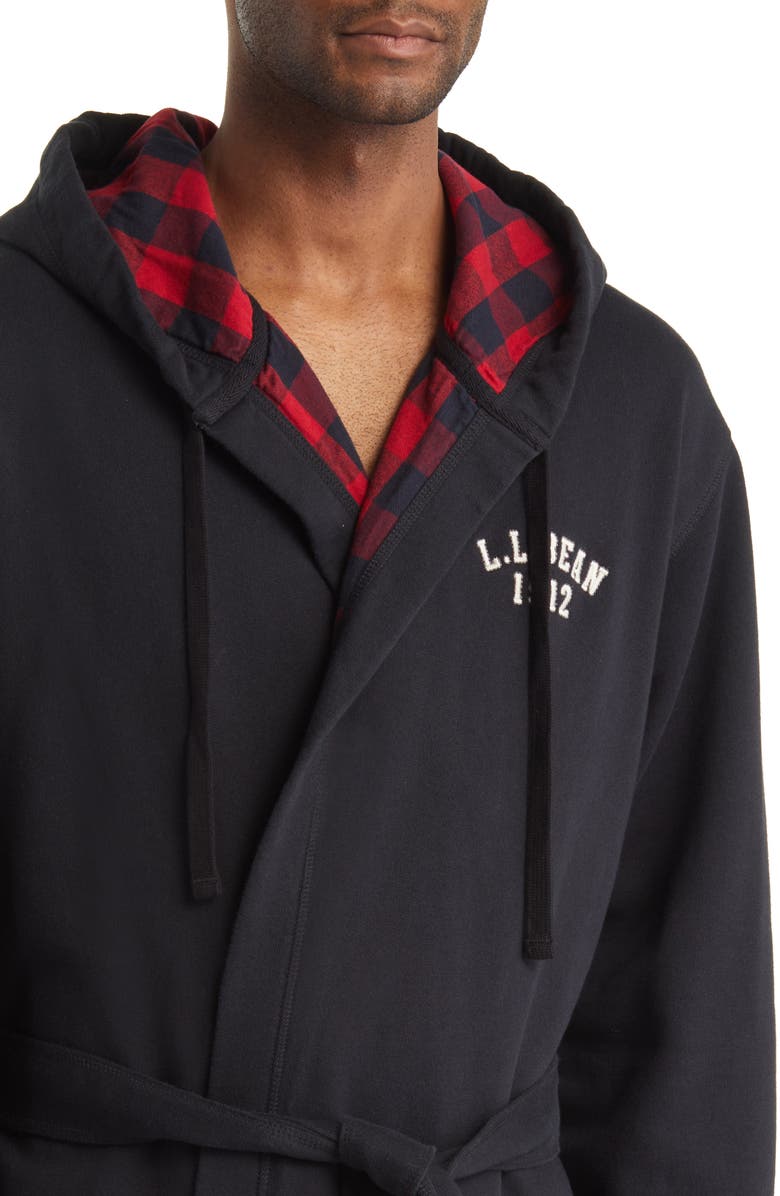L.L.Bean Rugby Flannel Lined Hooded Robe, Alternate, color, 